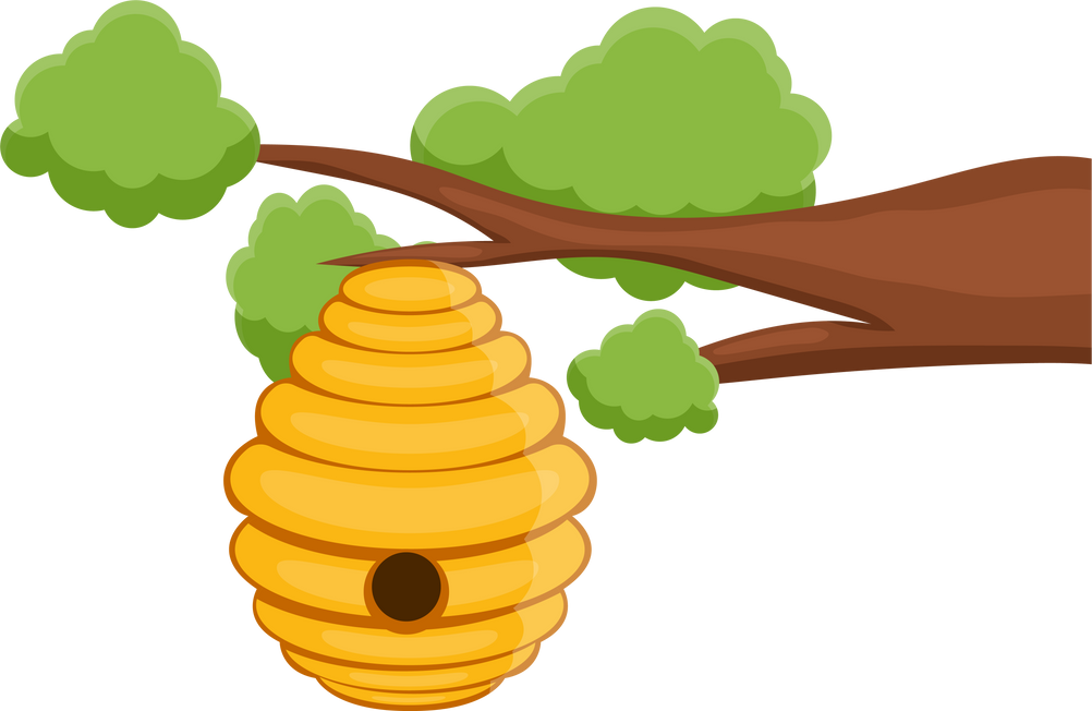 Beehive on a Tree Illustration